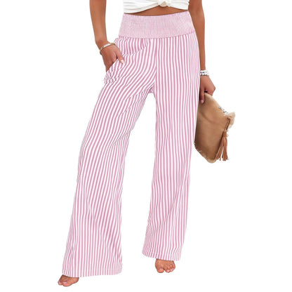 Loose-fit Ruched High-waisted Straight-leg Womens Trousers