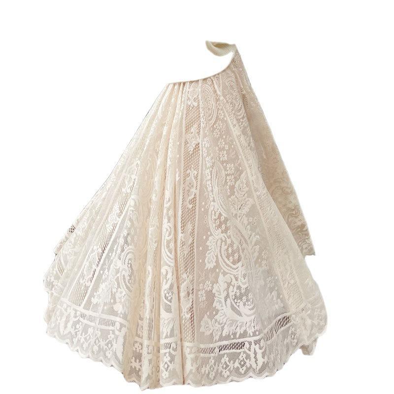 Womens Lace Full-Flared Midi Skirt