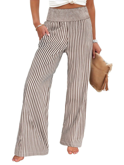 Loose-fit Ruched High-waisted Straight-leg Womens Trousers