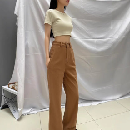 High-waisted Casual Womens Fashionable Casual Trousers