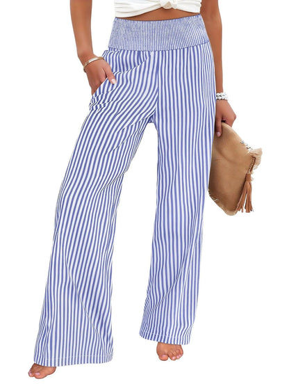 Loose-fit Ruched High-waisted Straight-leg Womens Trousers