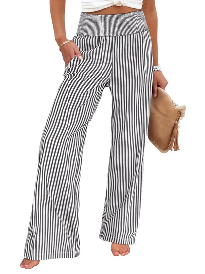 Loose-fit Ruched High-waisted Straight-leg Womens Trousers