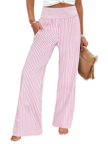 Loose-fit Ruched High-waisted Straight-leg Womens Trousers