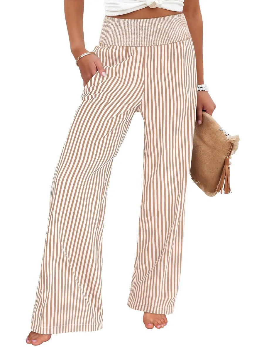 Loose-fit Ruched High-waisted Straight-leg Womens Trousers