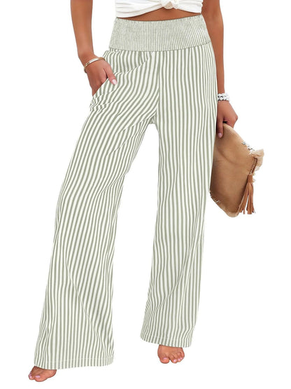 Loose-fit Ruched High-waisted Straight-leg Womens Trousers