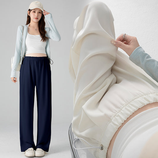 Vintage Acetate Fiber High-waisted Cool-to-the-touch Wide-leg Pants